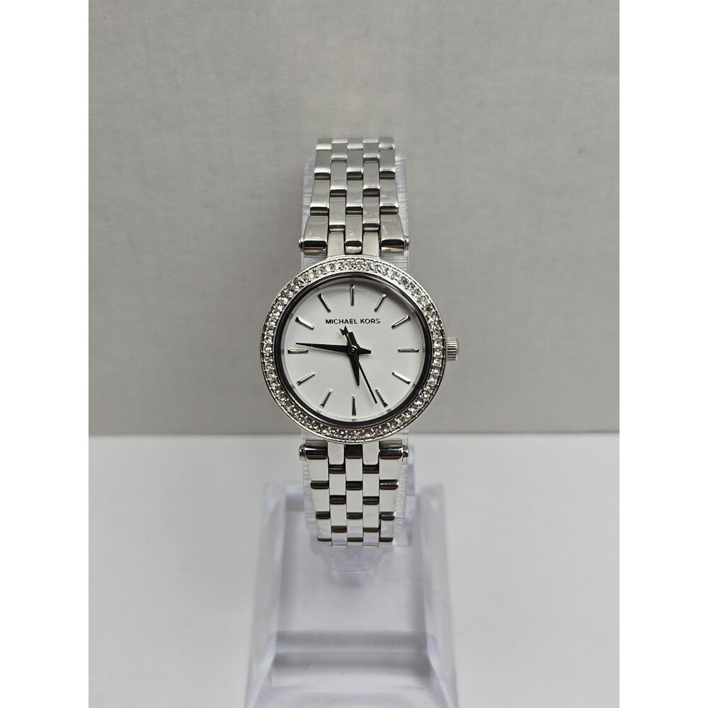 Michael Kors Mini Darci MK3294 Womens Silver Crystal Bezel 26mm New Battery